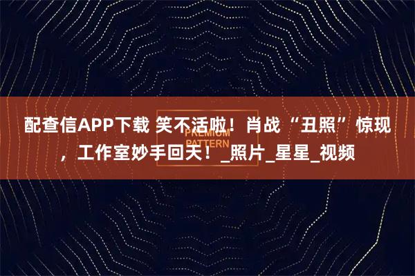 配查信APP下载 笑不活啦！肖战 “丑照” 惊现，工作室妙手回天！_照片_星星_视频
