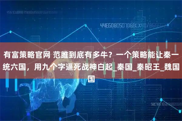 有富策略官网 范雎到底有多牛？一个策略能让秦一统六国，用九个字逼死战神白起_秦国_秦昭王_魏国