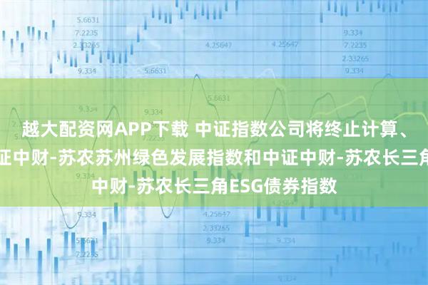 越大配资网APP下载 中证指数公司将终止计算、维护与发布中证中财-苏农苏州绿色发展指数和中证中财-苏农长三角ESG债券指数