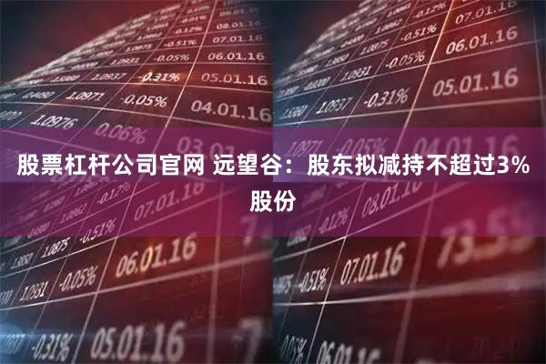 股票杠杆公司官网 远望谷：股东拟减持不超过3%股份