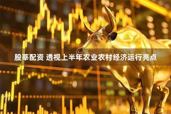 股莘配资 透视上半年农业农村经济运行亮点